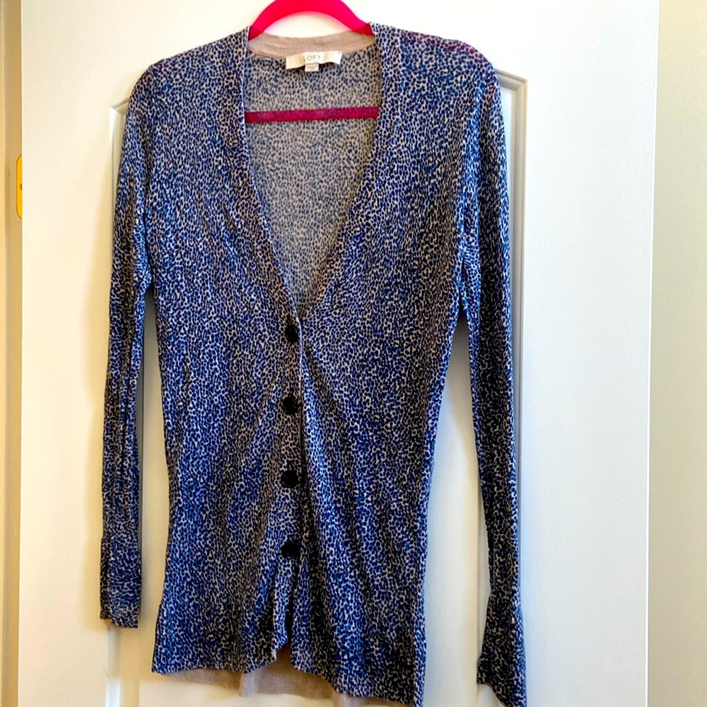 Loft animal print cardigan in size M